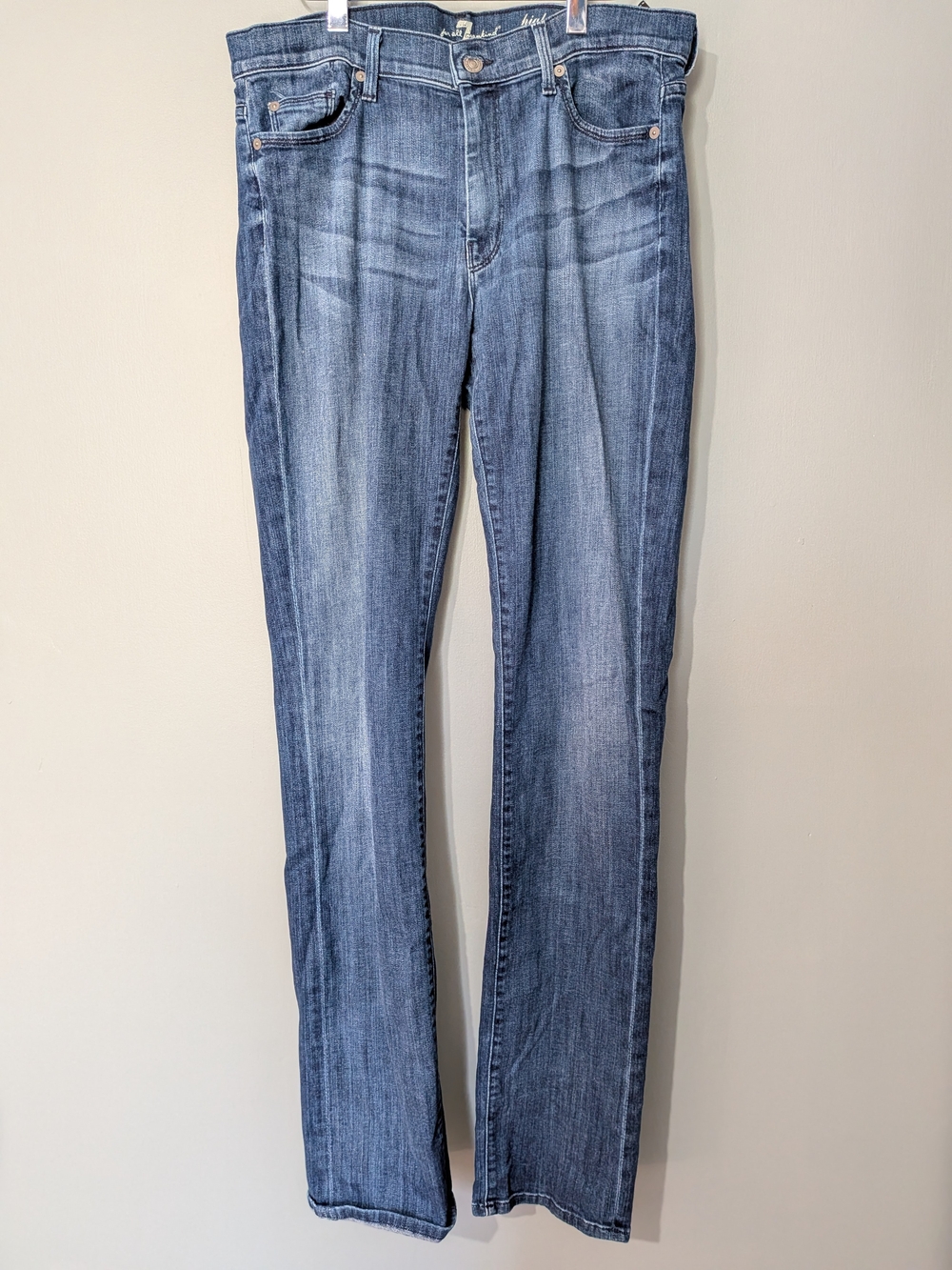 7 For All Mankind Women's High Waist Straight-Leg Jeans Classic Americana